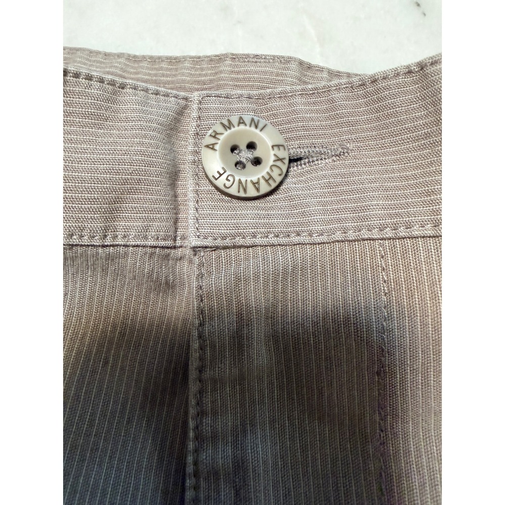 Armani Exchange Mens Pinstripe Utility Carpenter Shorts Tan Linen Blend 31 - Picture 4 of 11